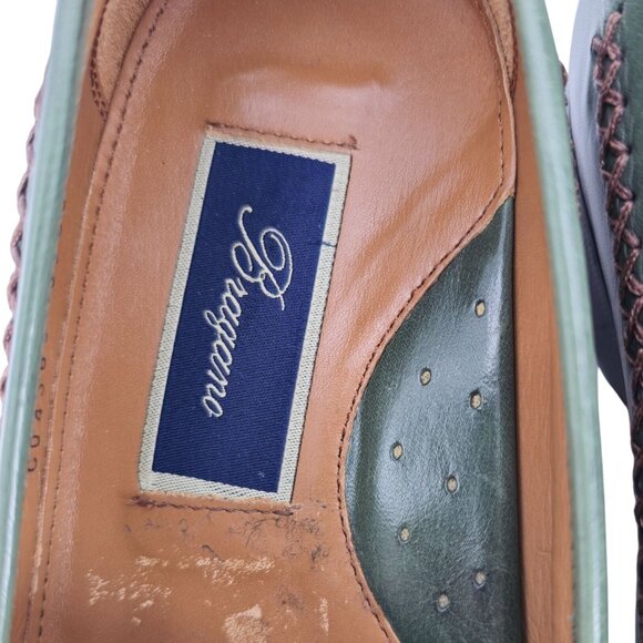 Bragano Cole Haan Mens 8.5D Olive Green Leather Woven Loafers Dress Shoes Rare - Picture 8 of 13